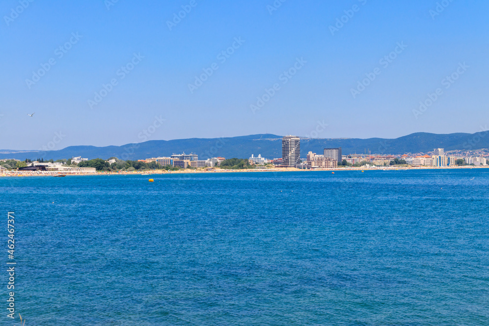 View of the Black sea and Sunny Beach resort in Bulgaria