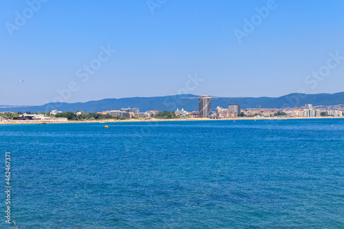 View of the Black sea and Sunny Beach resort in Bulgaria