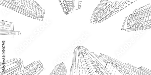 Dubai. Street sketch, vector hand drawn illustration. City skyscrapers  unique perspectives. 