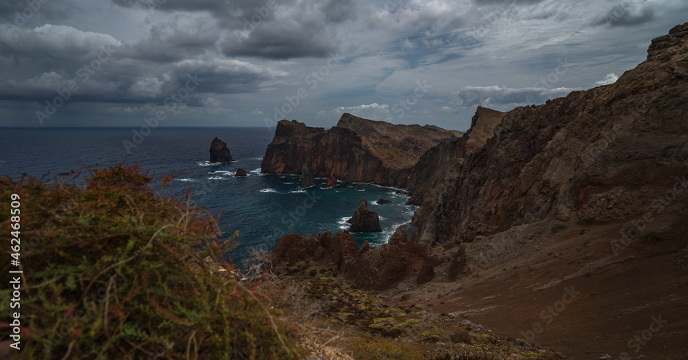 Sao Lorenzo volcano cliffs and Atlantic ocean in Madeira, Portugal