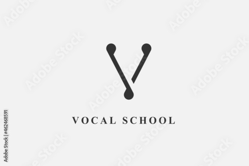 abstract logotype letter V logo design template, monogram initial V, usable for music academy, course, online source, vocal course, company, business logo design concept illustration