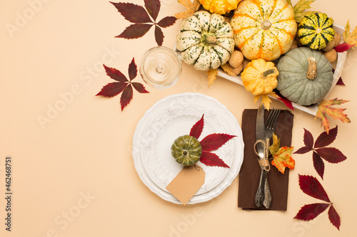 Wallpaper Mural Autumn fall holiday Thanksgiving table place setting. Torontodigital.ca