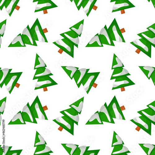 Seamless pattern with a Christmas tree. Vector cartoon illustration