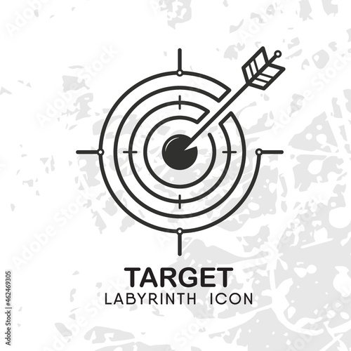 Target labyrinth icon with an arrow in the middle
