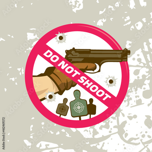 Sign of the ban, there is no war with the pistol. Isolated object.