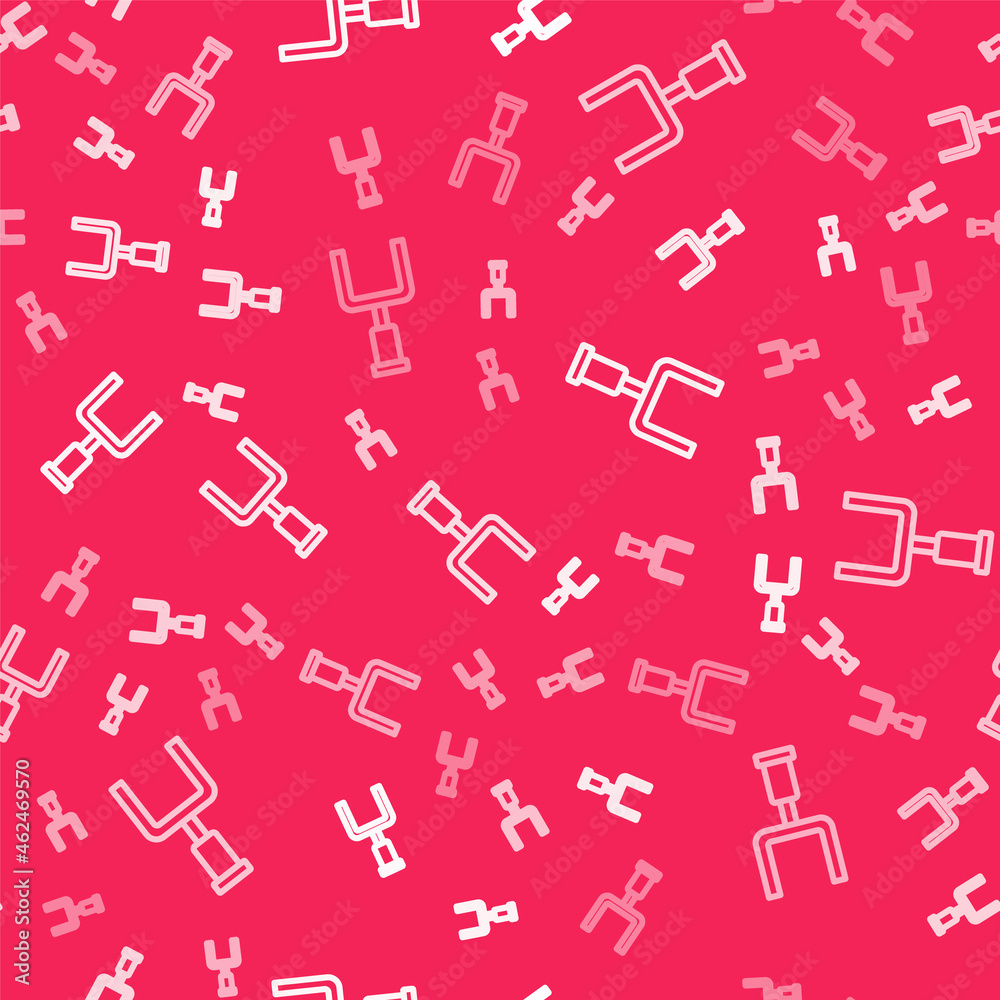 White line American football goal post icon isolated seamless pattern on red background. Vector White line American football goal post icon isolated seamless pattern on red background. Vector