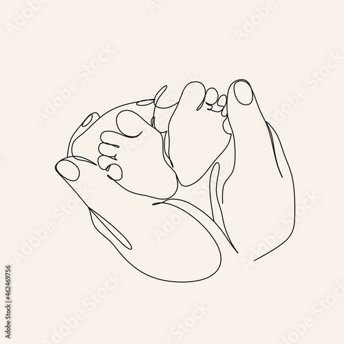 Woman Line drawing vector. Pregnant woman and motherhood Line art