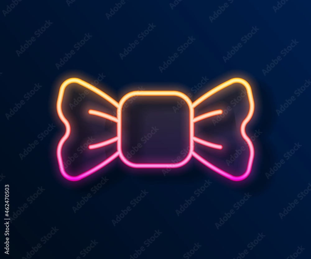 Glowing neon line Bow tie icon isolated on black background. Vector Glowing neon line Bow tie icon isolated on black background. Vector