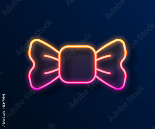 Glowing neon line Bow tie icon isolated on black background. Vector