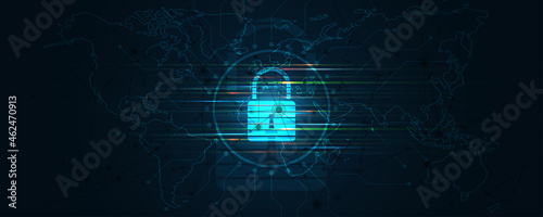 Padlock Security cyber digital concept Abstract technology background protect system innovation vector illustration