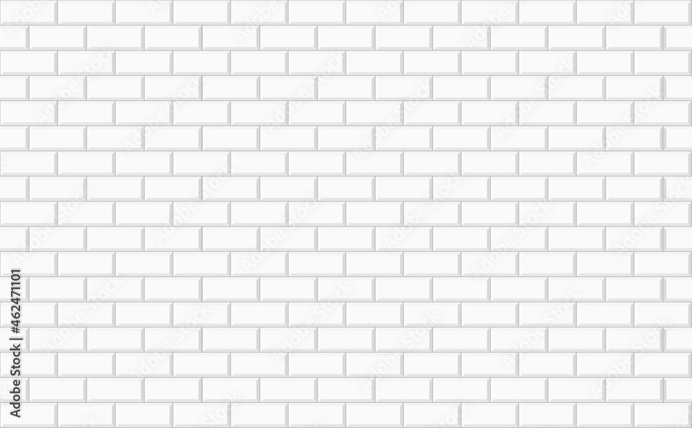 White rectangle ceramic wall tile background. Geometric template design texture for decoration of the bathroom, kitchen. Seamless pattern abstract mosaic tiles. Vector illustration White rectangle ceramic wall tile background. Geometric template design texture for decoration of the bathroom, kitchen. Seamless pattern abstract mosaic tiles. Vector illustration