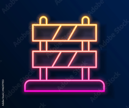 Glowing neon line End of railway tracks icon isolated on black background. Stop sign. Railroad buffer end to destination. Vector