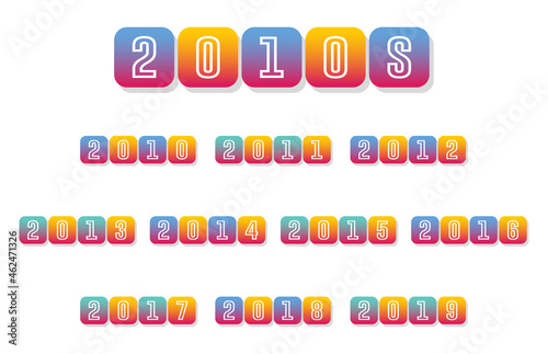 2010s Year Labels | App Icon Style Timeline & Clipart Set | Calendar Headers | Millennial and Gen Z Graphics |  Year Banners photo