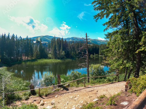 View of Vrbicke pleso in the village Demanovska dolina in the resort Jasna in Slovakia