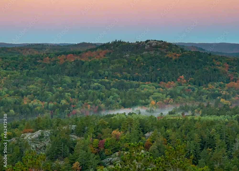 Dawn breaks over Hogback Mtn viewed from Sugarloaf Mtn, Marquette, Michigan.