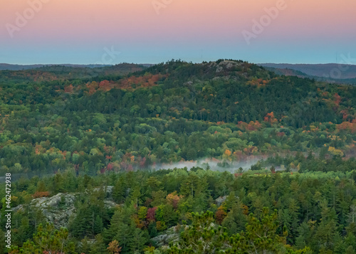 Dawn breaks over Hogback Mtn viewed from Sugarloaf Mtn  Marquette  Michigan.