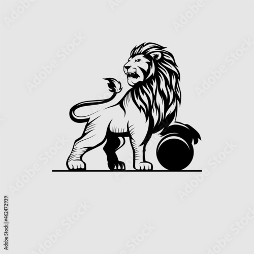 lion logo vector art design on grey background
