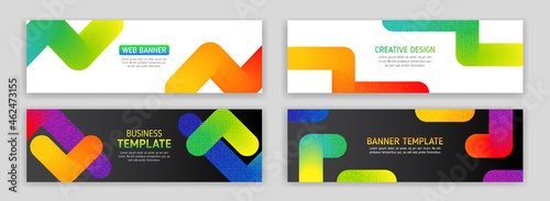 Abstract web design banner. Modern graphic template for websites. .Gradients lines, halftone background.