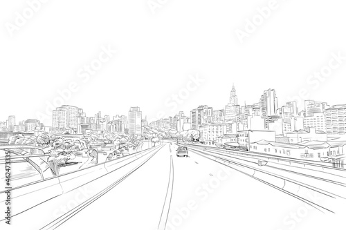 Sao paulo. Brazil. South America.  Hand drawn city sketch. Vector illustration.