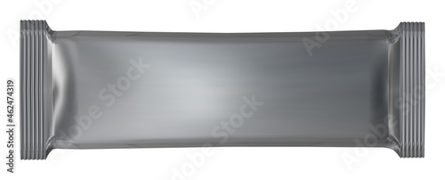 3D rendering - High resolution image of snack bar silver foil isolated on white background, high quality details photo