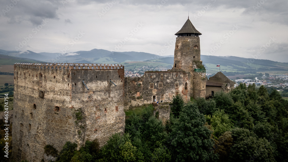 Aerial view of the castle in Stara Lubovna, Slovakia Aerial view of the castle in Stara Lubovna, Slovakia