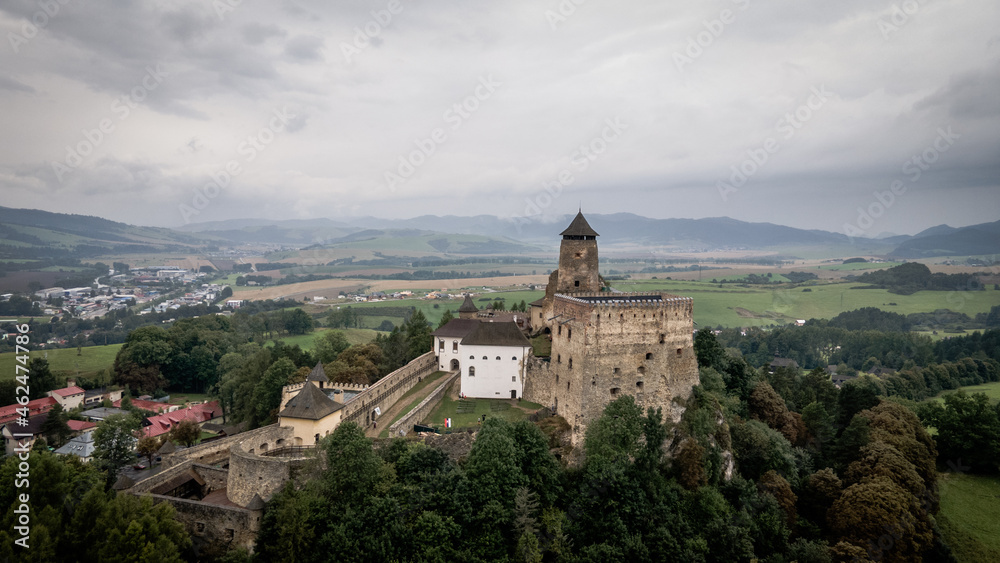 Aerial view of the castle in Stara Lubovna, Slovakia Aerial view of the castle in Stara Lubovna, Slovakia