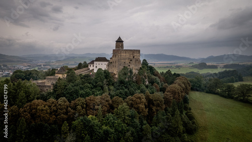 Aerial view of the castle in Stara Lubovna, Slovakia