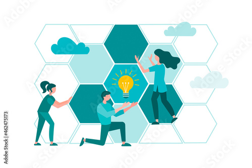 Business support. Colleagues build business startup, structuring and problem solving