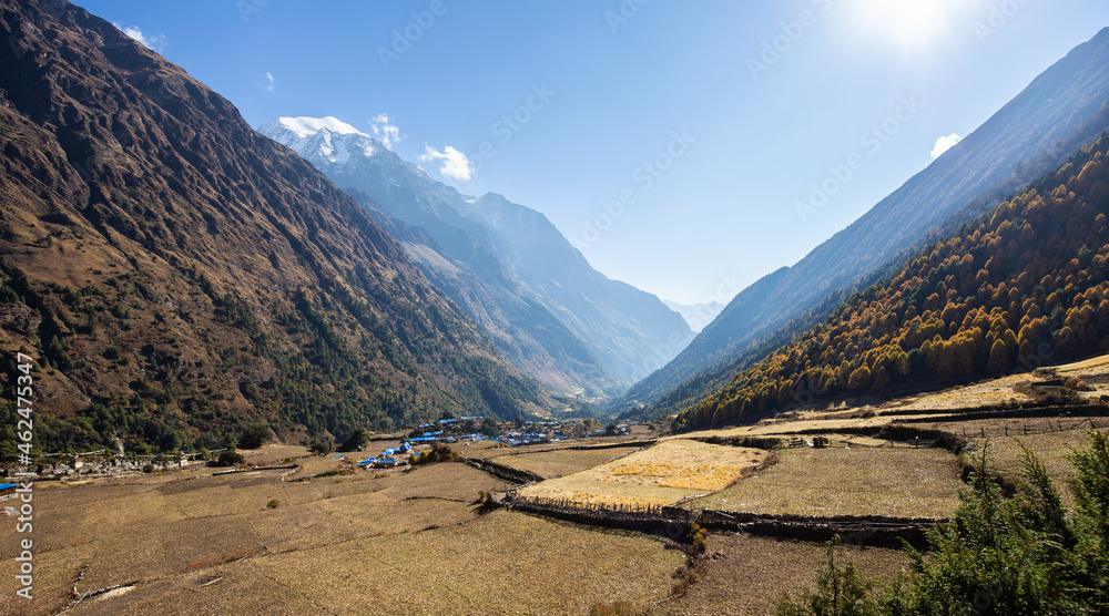 View over Loh Village on Manaslu Circuit, Nepal