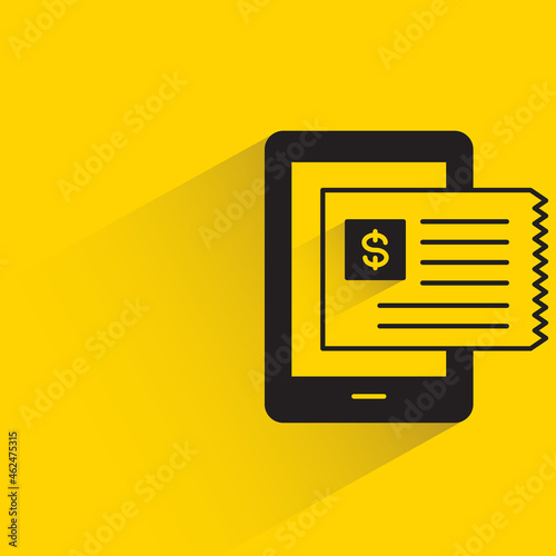 smartphone with dollar bill on yellow background