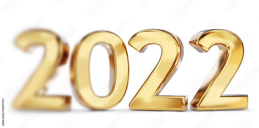 2022 golden bold letters symbol 3d-illustration 2022 golden bold letters symbol 3d-illustration