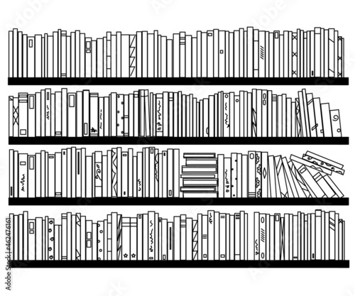 Bookcase on an isolated background. Sketch. Vector illustration.
