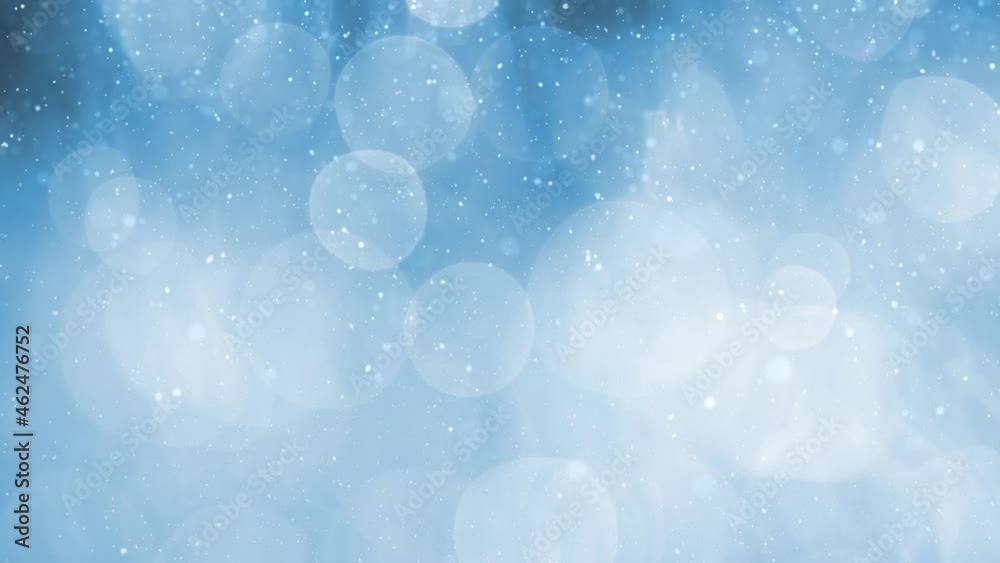 Beautiful realistic christmas snowflakes on bright blue bokeh holiday background with copy space.