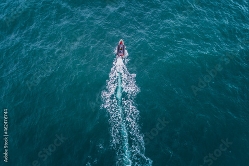 Speed boat on the sea, aerial view © ValentinValkov