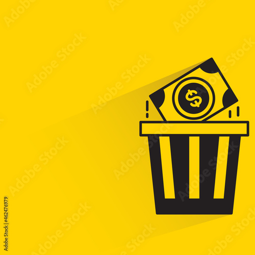 dollar junk bond with shadow on yellow background