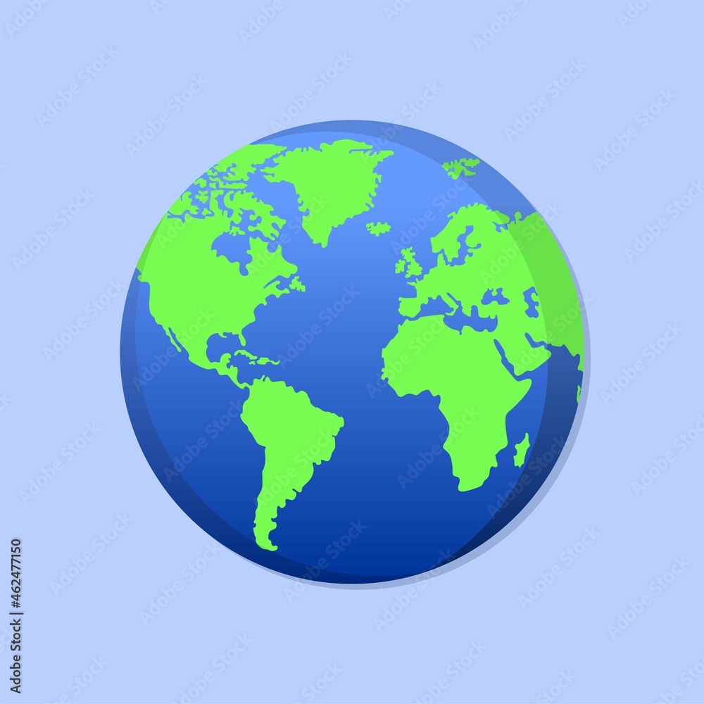 Globe world map on white background. Vector Illustration.