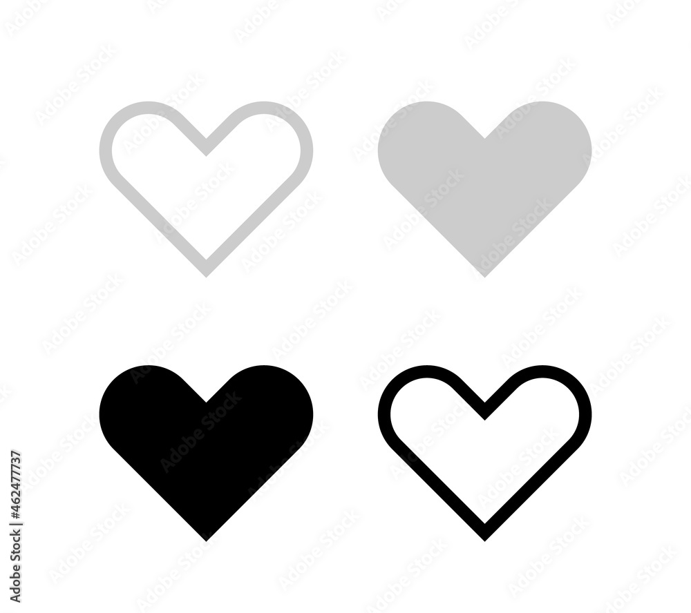 Heart icon collection. Live stream video, chat, likes, love symbol . Social media. Vector illustration