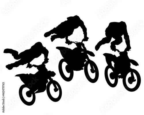 Fototapeta Naklejka Na Ścianę i Meble -  Man in protective clothing rides sport bike. Isolated silhouette on a white background