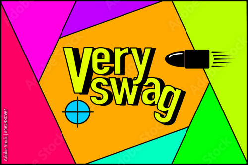 Brightly colored graphic word art, pop art design in retro neon 80's summer trend