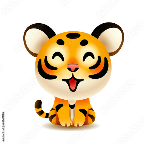 Cute little tiger cub. Isolated.