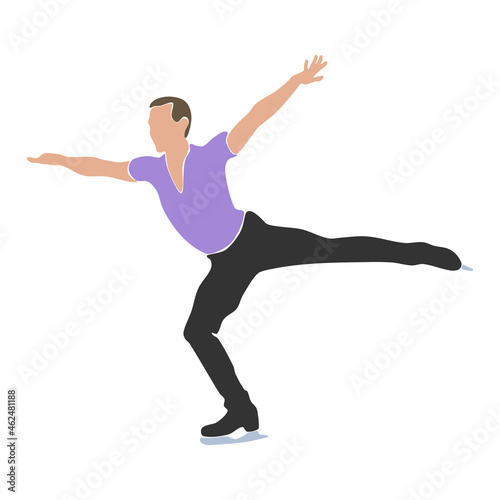 Figure skating vector illustration. Man is ice skating. Winter sport.