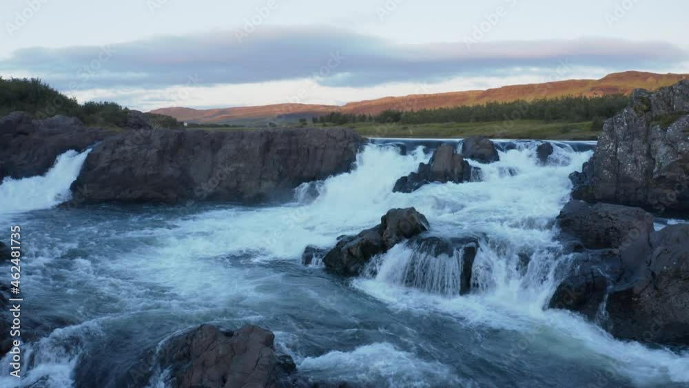 Upstream and low pass over a waterfall Upstream and low pass over a waterfall