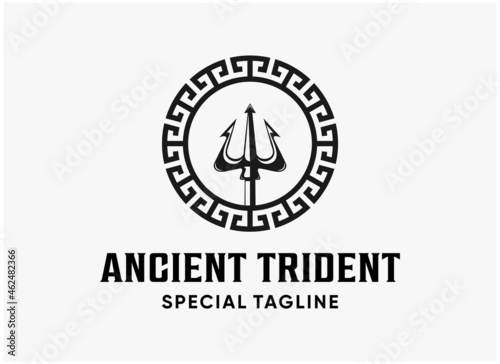 illustration vintage ancient trident logo