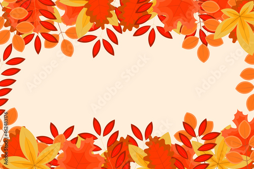 Autumn background with flat leaves. Vector.