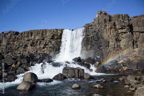 Waterfall near Parliament   vellir  place in southwest Iceland