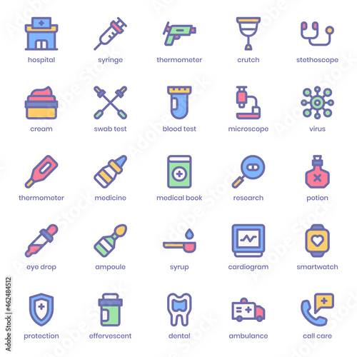 Healthy and Medical icon pack for your website design, logo, app, UI. Healthy and Medical icon lineal color design. Vector graphics illustration and editable stroke.