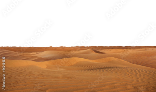 Fototapeta Naklejka Na Ścianę i Meble -  Sand dunes on white background. Wild desert