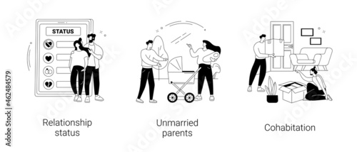 Romantic relationship abstract concept vector illustrations.
