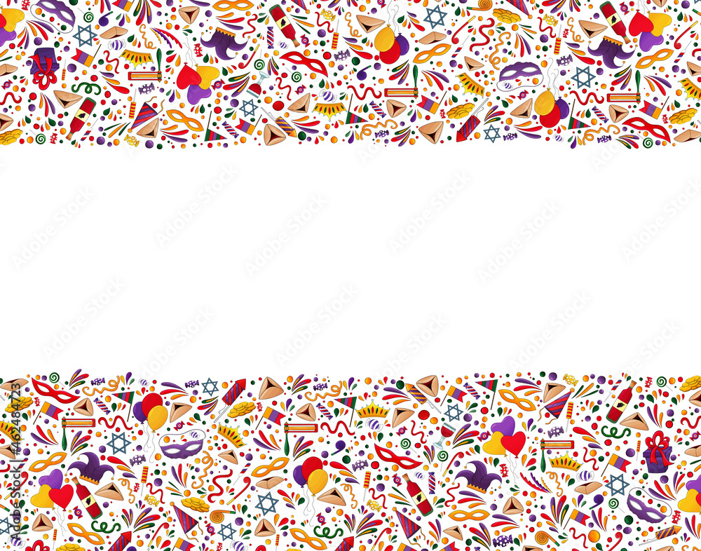 Happy Purim background. Purim frame with traditional design Jewish
