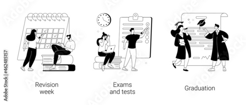 School and college activity abstract concept vector illustrations.